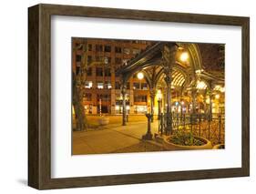 Pioneer Square in Seattle at Early Spring Night. Empty Street.-Iriana Shiyan-Framed Photographic Print