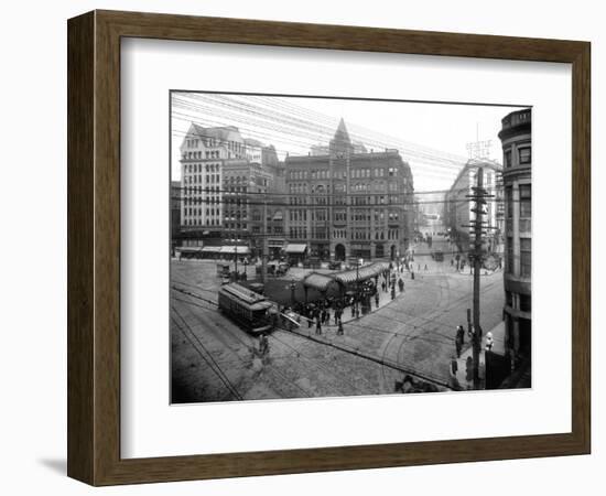 Pioneer Square Panoramic View - Seattle, WA-Lantern Press-Framed Art Print