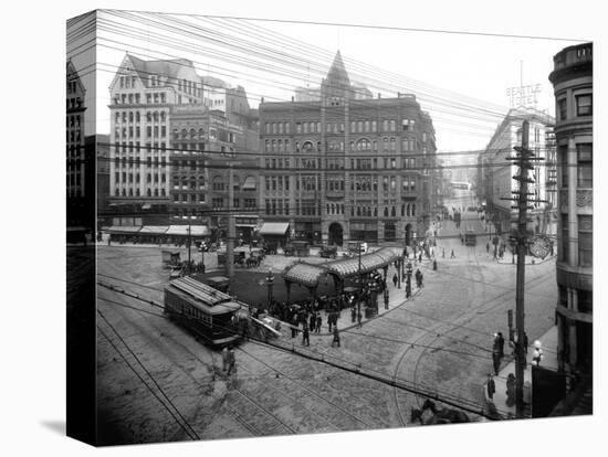 Pioneer Square Panoramic View - Seattle, WA-Lantern Press-Stretched Canvas