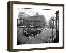 Pioneer Square Panoramic View - Seattle, WA-Lantern Press-Framed Art Print