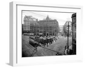 Pioneer Square Panoramic View - Seattle, WA-Lantern Press-Framed Art Print