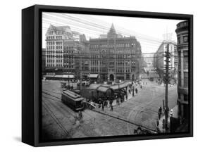 Pioneer Square Panoramic View - Seattle, WA-Lantern Press-Framed Stretched Canvas