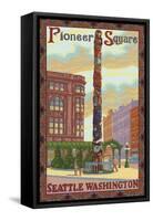 Pioneer Square Totem Pole, Seattle, Washington-Lantern Press-Framed Stretched Canvas