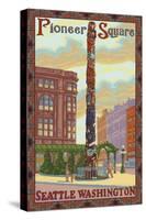 Pioneer Square Totem Pole, Seattle, Washington-Lantern Press-Stretched Canvas