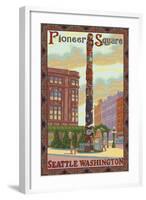 Pioneer Square Totem Pole, Seattle, Washington-Lantern Press-Framed Art Print