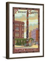 Pioneer Square Totem Pole, Seattle, Washington-Lantern Press-Framed Art Print