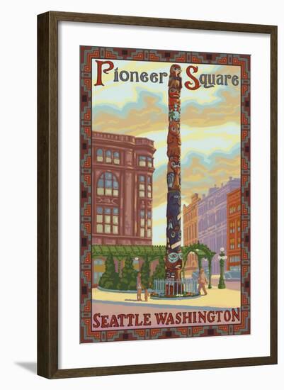 Pioneer Square Totem Pole, Seattle, Washington-Lantern Press-Framed Art Print