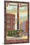 Pioneer Square Totem Pole, Seattle, Washington-Lantern Press-Mounted Art Print