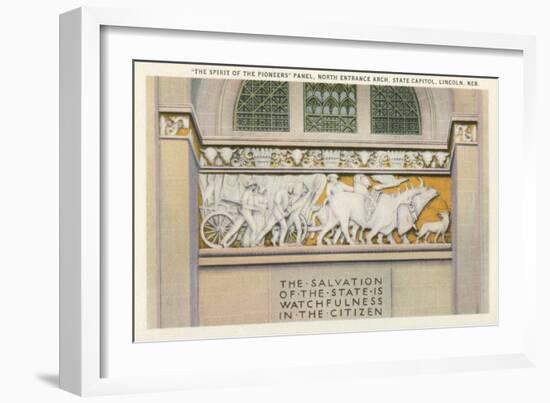 Pioneers Panel, State Capitol, Lincoln, Nebraska-null-Framed Art Print