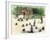 Pioneers Planting Corn on Newly Cleared Land in the Backwoods-null-Framed Giclee Print