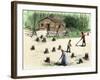 Pioneers Planting Corn on Newly Cleared Land in the Backwoods-null-Framed Giclee Print