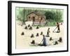 Pioneers Planting Corn on Newly Cleared Land in the Backwoods-null-Framed Giclee Print