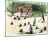 Pioneers Planting Corn on Newly Cleared Land in the Backwoods-null-Mounted Giclee Print