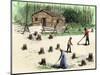 Pioneers Planting Corn on Newly Cleared Land in the Backwoods-null-Mounted Giclee Print