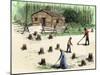 Pioneers Planting Corn on Newly Cleared Land in the Backwoods-null-Mounted Giclee Print