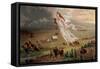 Pioneers Travel West by Rail and Wagon-null-Framed Stretched Canvas