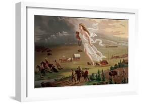 Pioneers Travel West by Rail and Wagon-null-Framed Art Print