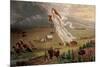 Pioneers Travel West by Rail and Wagon-null-Mounted Premium Giclee Print