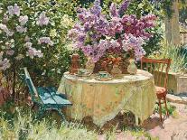 Garden Table with Blue Umbrella-Piotr Stolerenko-Art Print