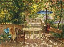 Garden Table with Blue Chair-Piotr Stolerenko-Art Print