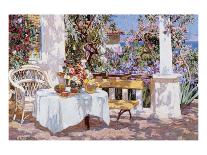 Garden Table with Blue Chair-Piotr Stolerenko-Art Print