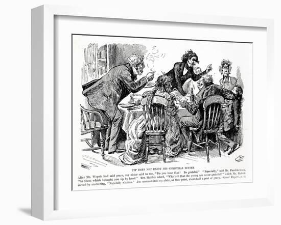 Pip Does not Enjoy his Christmas Dinner, Illustration from Great Expectations-Harry Furniss-Framed Giclee Print