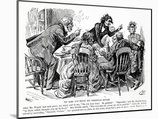 Pip Does not Enjoy his Christmas Dinner, Illustration from Great Expectations-Harry Furniss-Mounted Giclee Print
