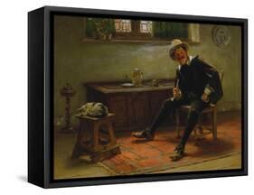 Pipe Smoker in a Traditional German Dressing, 1893-Albert Schröder-Framed Stretched Canvas