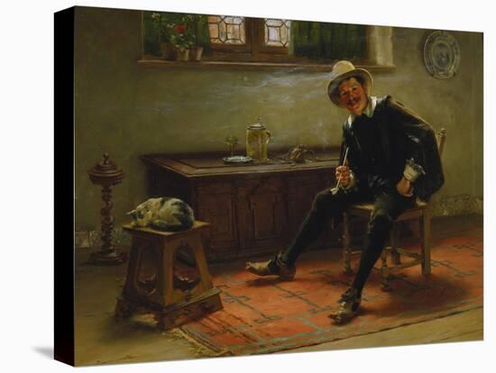 Pipe Smoker in a Traditional German Dressing, 1893-Albert Schröder-Stretched Canvas