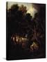 Pipe-Smoking Farmer Outside Doorway of His Cabin-Thomas Gainsborough-Stretched Canvas