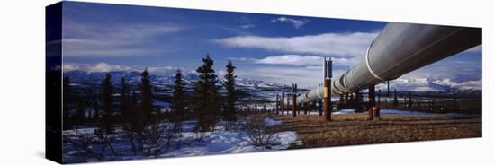 Pipeline Passing Through a Snow Covered Landscape, Trans-Alaskan Pipeline, Alaska, USA-null-Stretched Canvas
