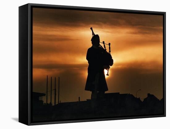 Piper William Bill Millin Playing Bagpipes, Normandy Beach-null-Framed Stretched Canvas