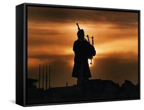 Piper William Bill Millin Playing Bagpipes, Normandy Beach-null-Framed Stretched Canvas