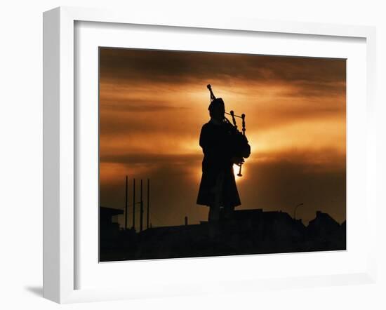 Piper William Bill Millin Playing Bagpipes, Normandy Beach-null-Framed Premium Photographic Print