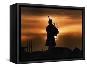 Piper William Bill Millin Playing Bagpipes, Normandy Beach-null-Framed Stretched Canvas