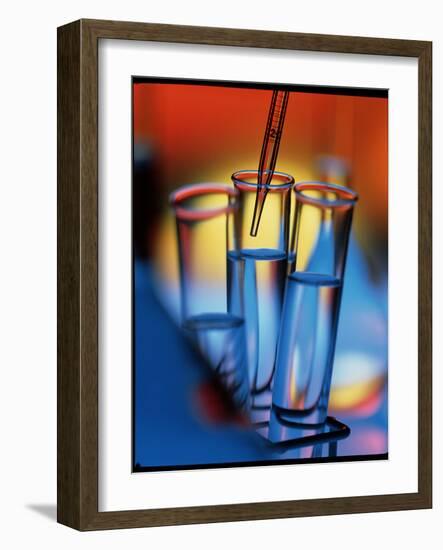 Pipette Places a Solution In a Test Tube-Tek Image-Framed Photographic Print