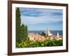 Piran, Primorska, Slovenia. Overeall view of the town and of St. George's cathedral from the Tow...-null-Framed Photographic Print