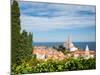 Piran, Primorska, Slovenia. Overeall view of the town and of St. George's cathedral from the Tow...-null-Mounted Photographic Print