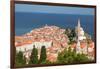 Piran, Primorska, Slovenia. Overeall view of the town and of St. George's cathedral from the Tow...-null-Framed Photographic Print