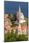 Piran, Primorska, Slovenia. Overeall view of the town and of St. George's cathedral from the Tow...-null-Mounted Photographic Print