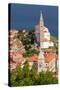 Piran, Primorska, Slovenia. Overeall view of the town and of St. George's cathedral from the Tow...-null-Stretched Canvas