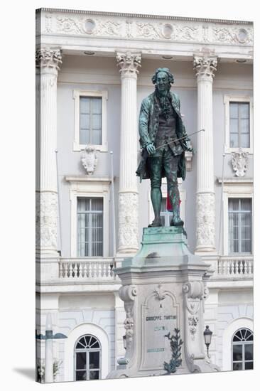 Piran, Primorska, Slovenia. Statue of Giuseppe Tartini, 1692-1770, violinist and composer born i...-null-Stretched Canvas