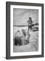 Pirate Captain William Kidd Burying Treasure on Gardiner's Island-null-Framed Giclee Print