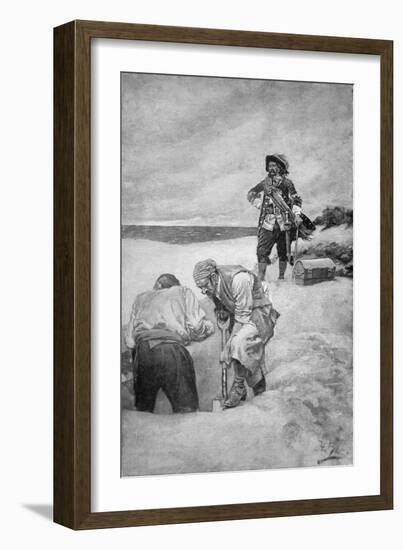 Pirate Captain William Kidd Burying Treasure on Gardiner's Island-null-Framed Giclee Print