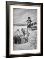 Pirate Captain William Kidd Burying Treasure on Gardiner's Island-null-Framed Giclee Print