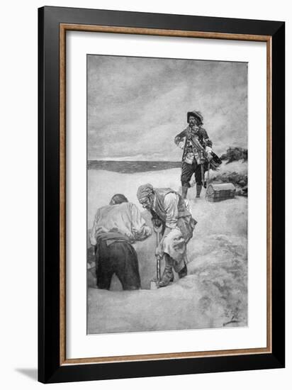 Pirate Captain William Kidd Burying Treasure on Gardiner's Island-null-Framed Giclee Print