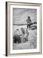 Pirate Captain William Kidd Burying Treasure on Gardiner's Island-null-Framed Giclee Print