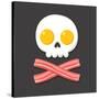Pirate Flag Made of Fried Eggs and Bacon as Skull and Crossbones. Cartoon Breakfast Food Vector Ill-Soodowoodo-Stretched Canvas