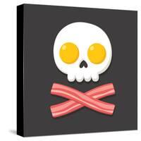 Pirate Flag Made of Fried Eggs and Bacon as Skull and Crossbones. Cartoon Breakfast Food Vector Ill-Soodowoodo-Stretched Canvas