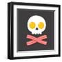 Pirate Flag Made of Fried Eggs and Bacon as Skull and Crossbones. Cartoon Breakfast Food Vector Ill-Soodowoodo-Framed Art Print